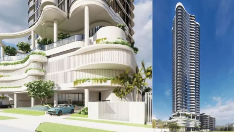 The 41-storey tower at 42-46 Chelsea Avenue at Broadbeach includes four storeys of basement parking and a four-storey podium.